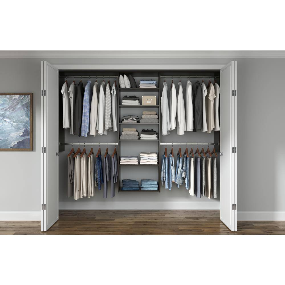 Closet Evolution TR53 Essential Deluxe 60 in. W - 96 in. W Espresso Wood Closet System