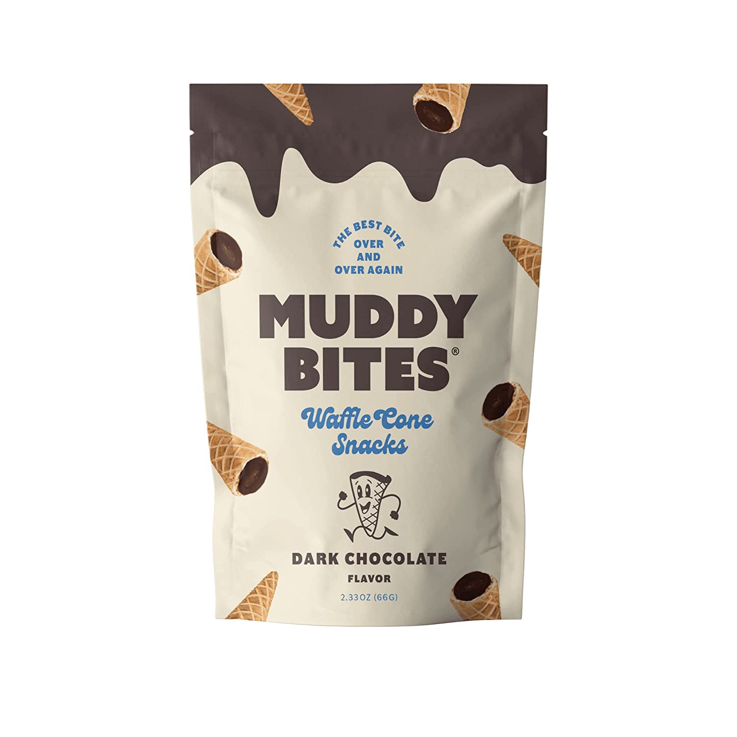 Muddy Bites Chocolate Filled Bite Size Waffle Cone Snack (Dark Chocolate. 2.33 Ounce (Pack of 5))
