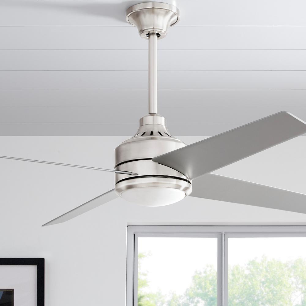Home Decorators Collection 54725 Mercer 52 in. LED Indoor Brushed Nickel Ceiling Fan with Light Kit and Remote Control