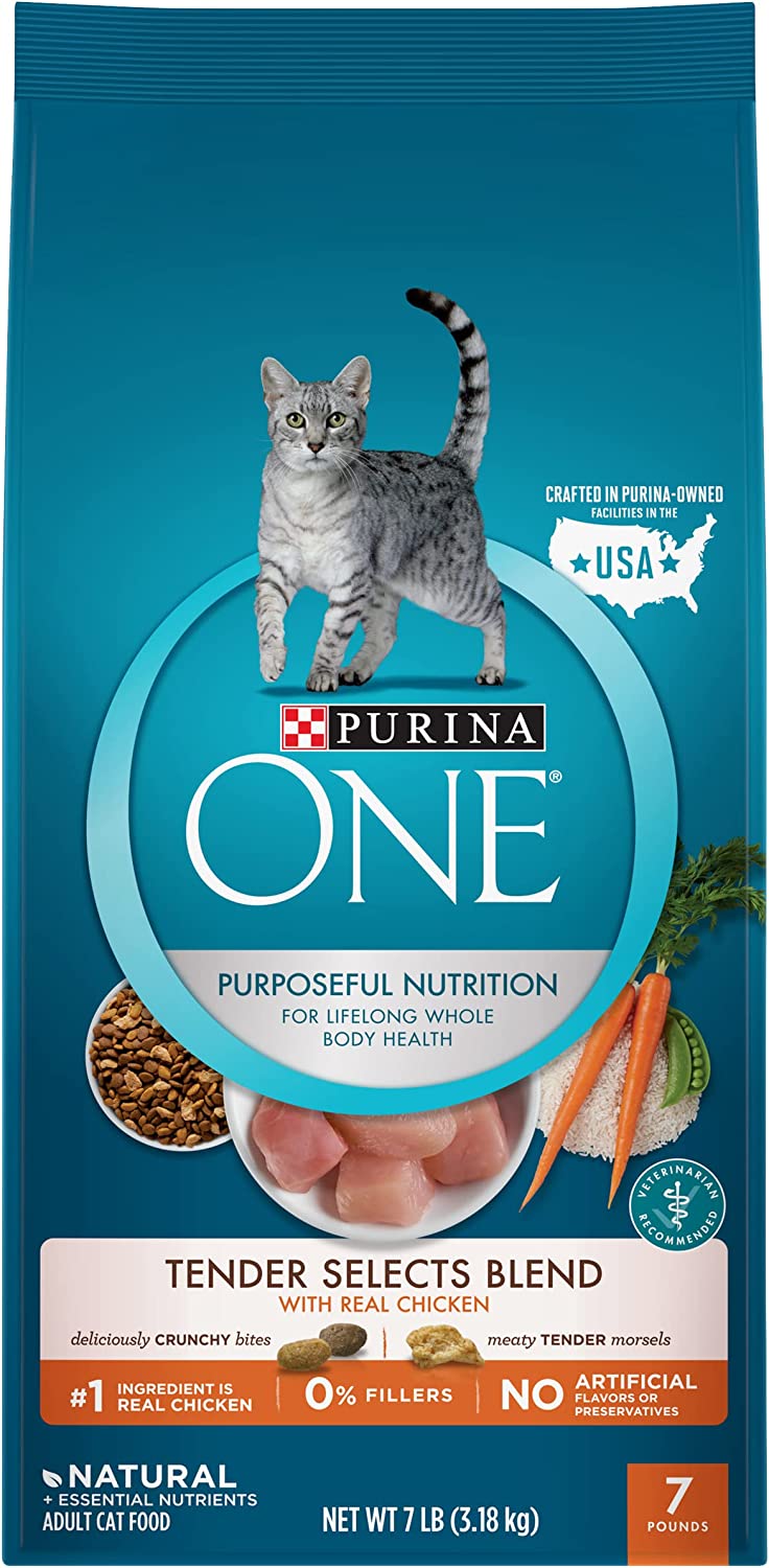 Purina ONE Natural Dry Cat Food. Tender Selects Blend With Real Chicken - 7 lb. Bag