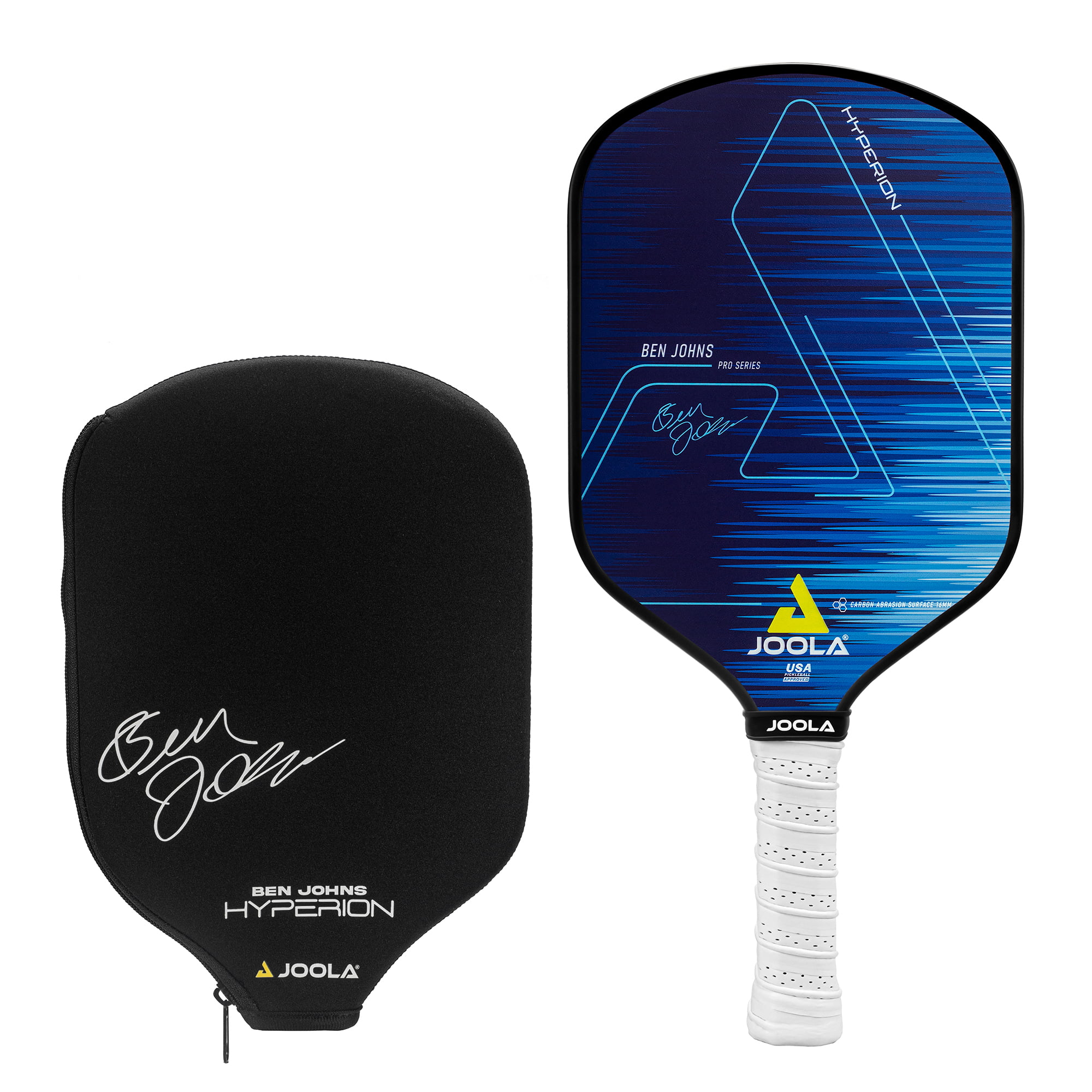 JOOLA Ben Johns Hyperion CAS 16mm Pickleball Paddle with Cover. Blue. 8.3 oz
