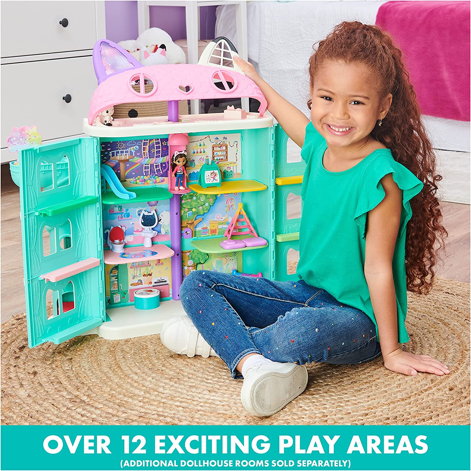 Gabby's Dollhouse. Purrfect Dollhouse with 15 Pieces including Toy Figures. Furniture. Accessories and Sounds. Kids Toys for Ages 3 and up