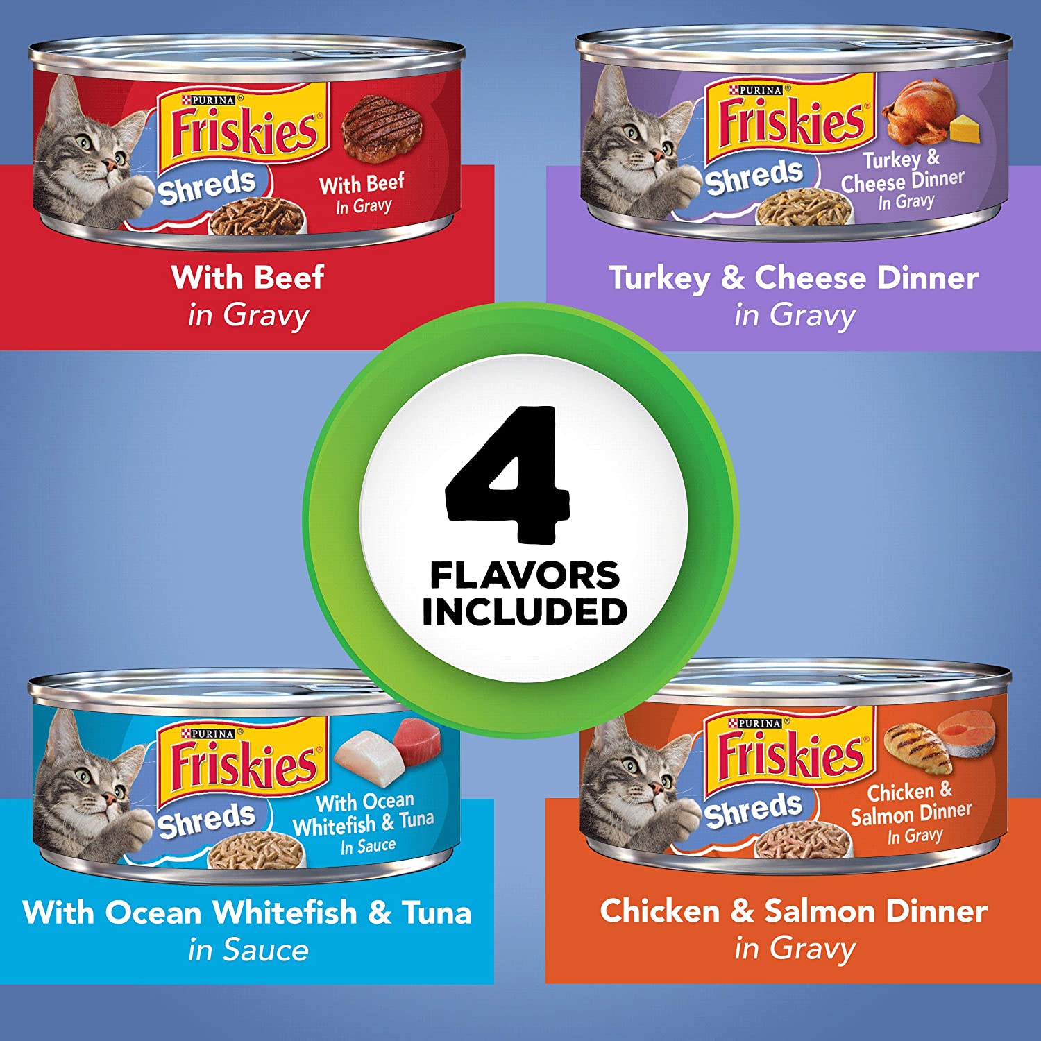Purina Friskies Gravy Wet Cat Food Variety Pack. Savory Shreds - (32) 5.5 oz. Cans