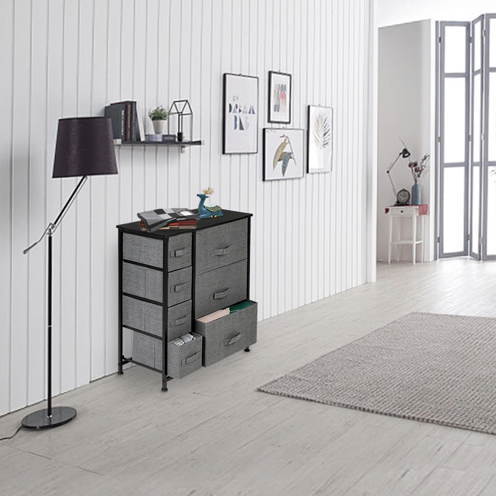 DISCOUNTTODAY Dresser With 7 Drawers - Furniture Storage Tower Unit For Bedroom. Hallway. Closet. Office Organization - Steel Frame. Wood Top. Easy Pull Fabric Bins. Grey