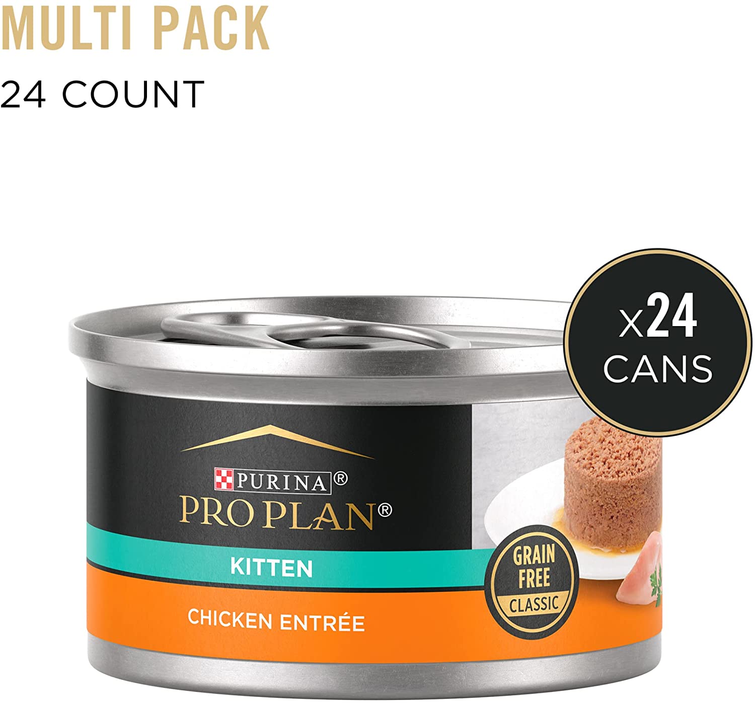 Purina Pro Plan Grain Free Pate Wet Kitten Food. Chicken Entree - (24) 3 oz. Pull-Top Cans