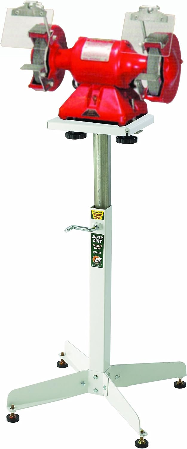 HTC Adjustable Bench Top Grinder Stand. 500-pound Weight Capacity. HGP-10 . White