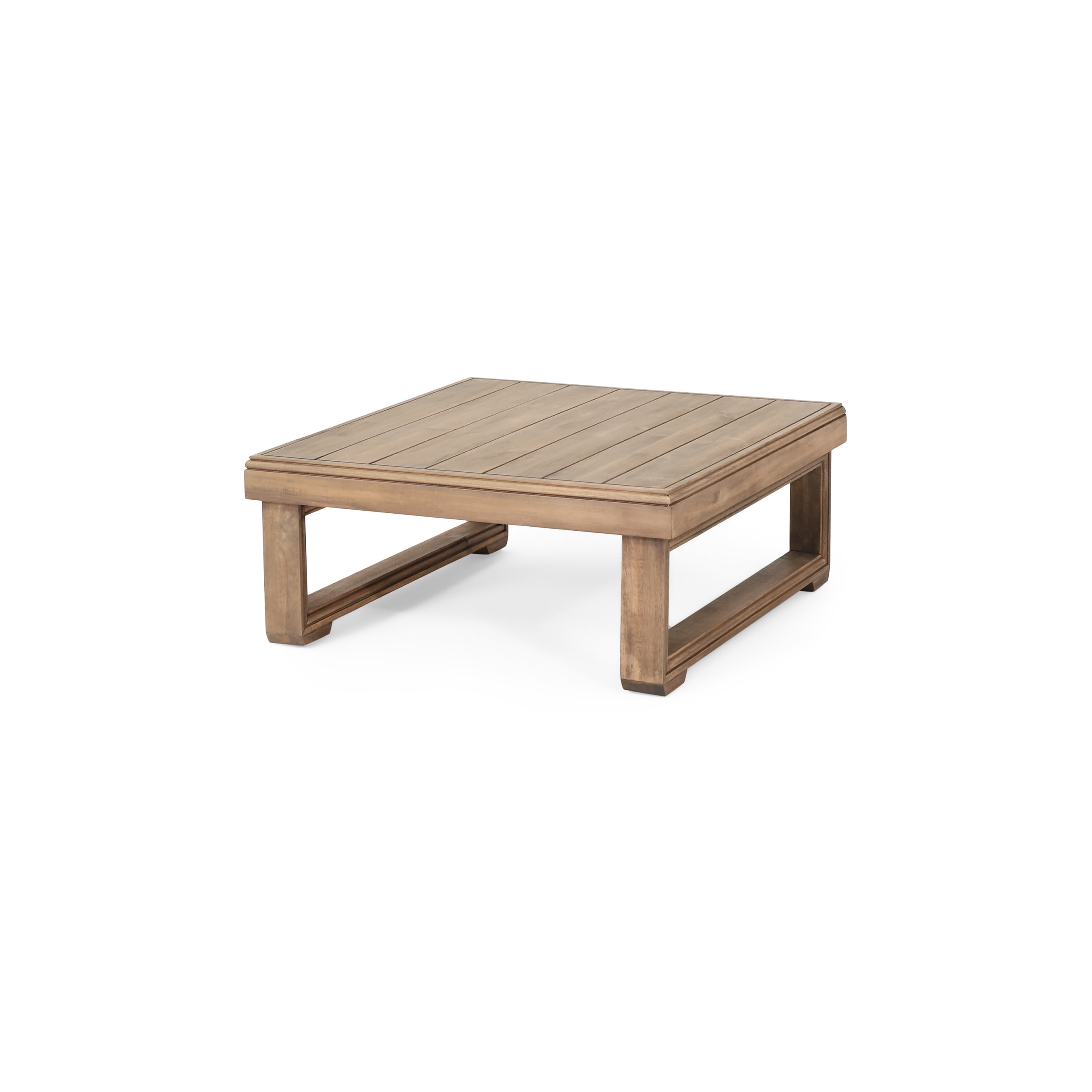 Kashton Acacia Wood Square Coffee Table. Brown Wash