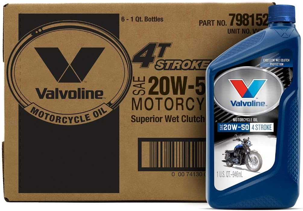 Valvoline 4-Stroke Motorcycle SAE 20W-50 Motor Oil 1 QT. Case of 6