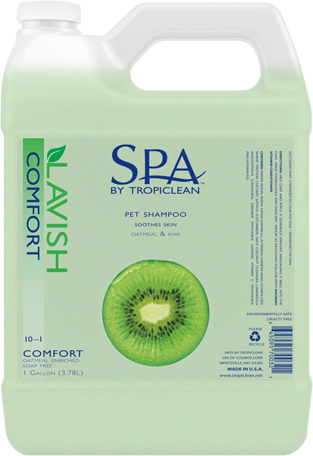 TropiClean Spa Comfort Shampoo for Dogs & Cats - Made in USA - Soap Free - Naturally Derived Ingredients - Luxury Bathing (1-gal bottle. bundle of 2)