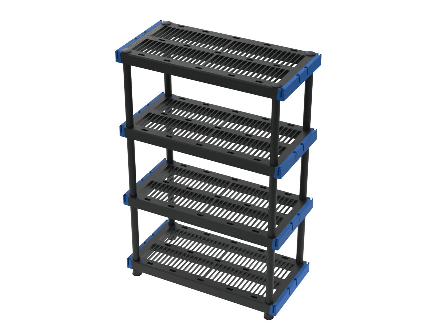 HART 4 Tier 20″ x 48″ Interlocking Plastic Storage Shelving Unit. Black