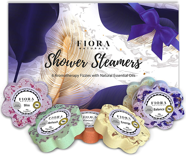 Fiora Naturals Shower Steamer Aromatherapy Gift Set- 6 Shower Bombs Vapor