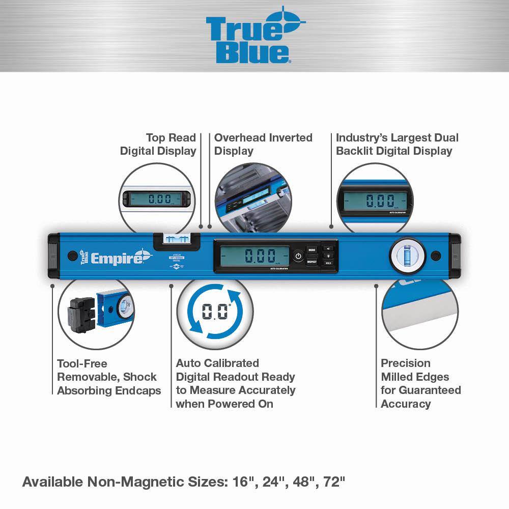 Empire E105.24-E105.48 24 in. True Blue Digital Box Level with Case with 48 in. True Blue Digital Box Level with Case