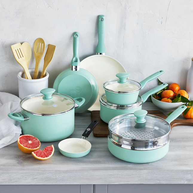 Greenpan  Rio 16pc Ceramic Nonstick Cookware Set. Turquoise