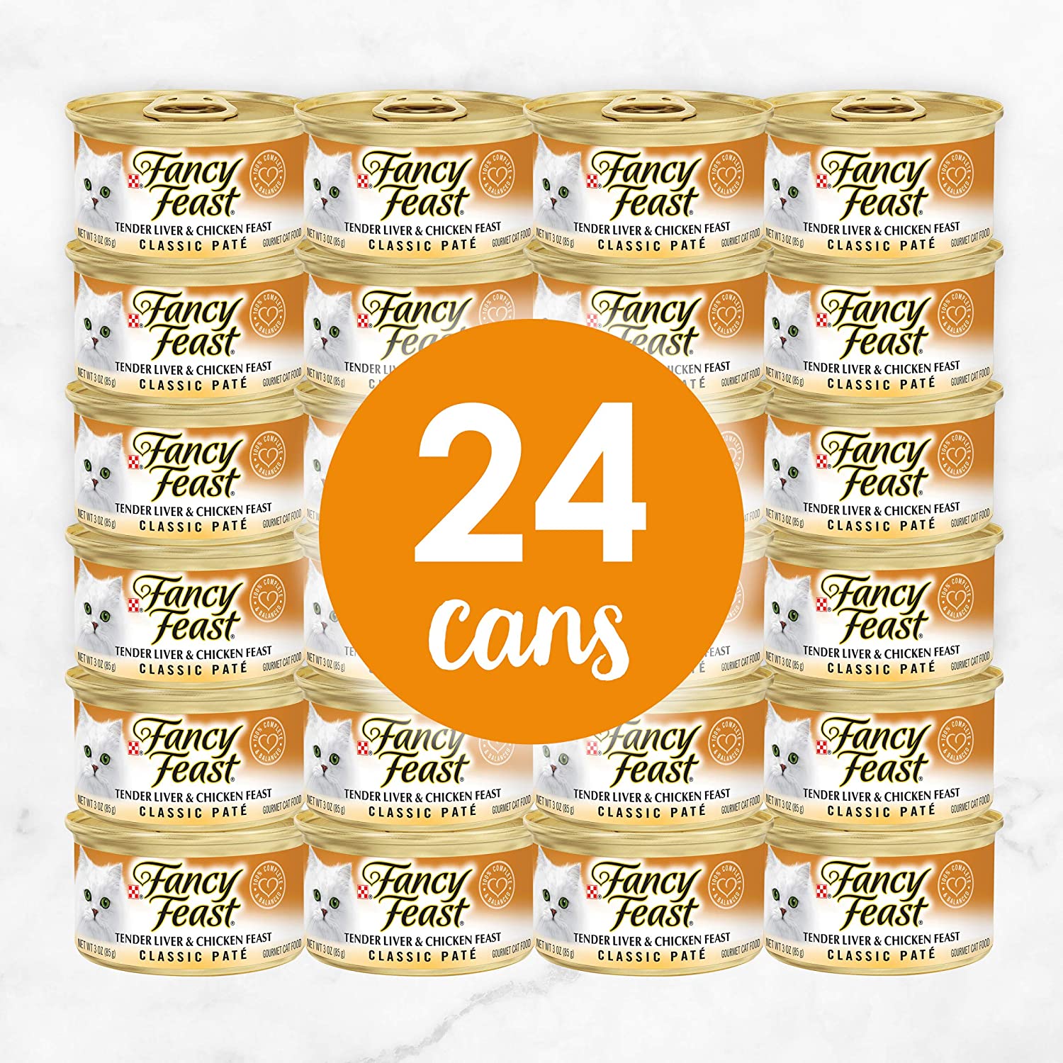 Purina Fancy Feast Grain Free Pate Wet Cat Food. Tender Liver and Chicken Feast - (24) 3 oz. Cans
