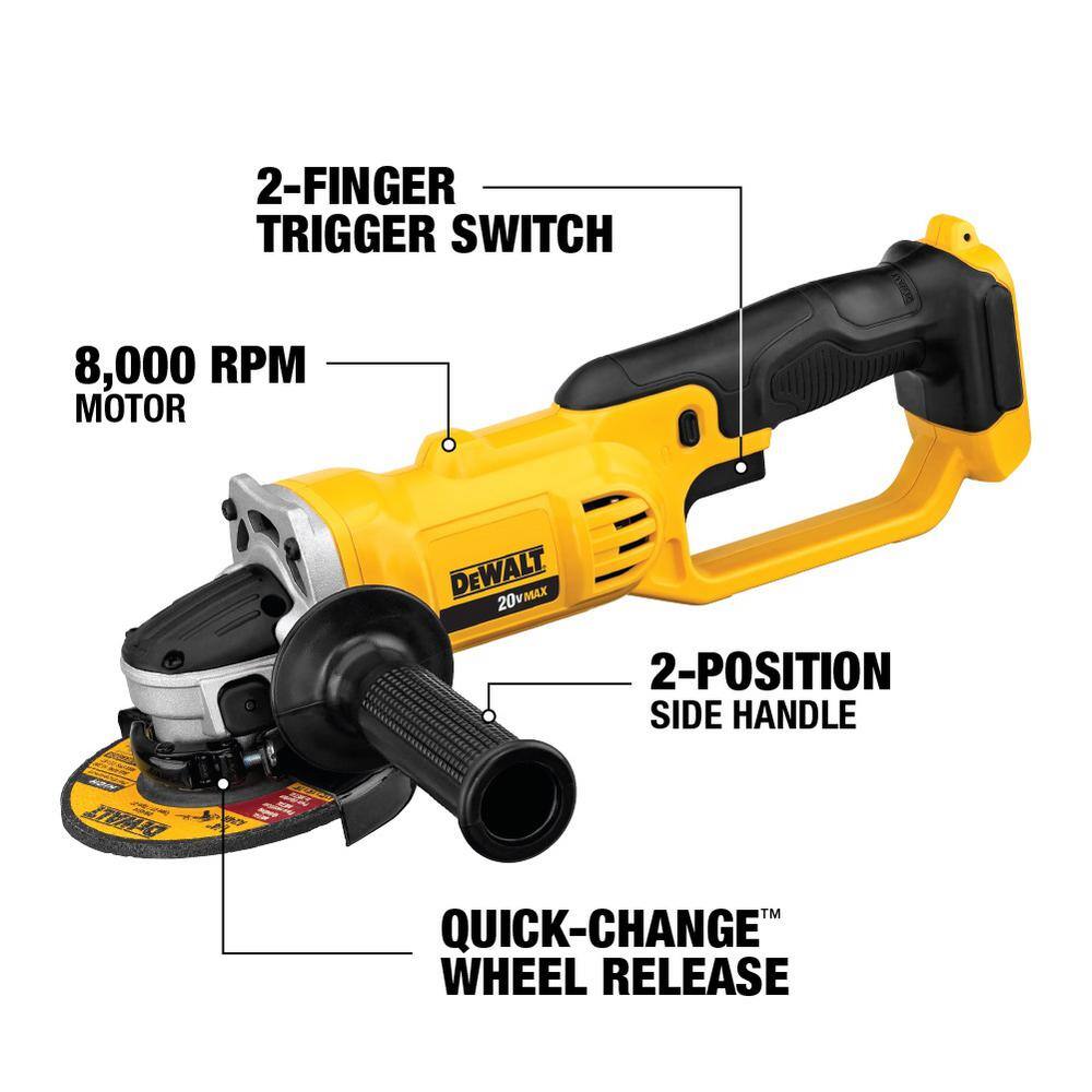 DEWALT DCG412BW230 20V MAX Cordless 4.5 in. - 5 in. Grinder and (1) 20V MAX Compact Lithium-Ion 3.0Ah Battery