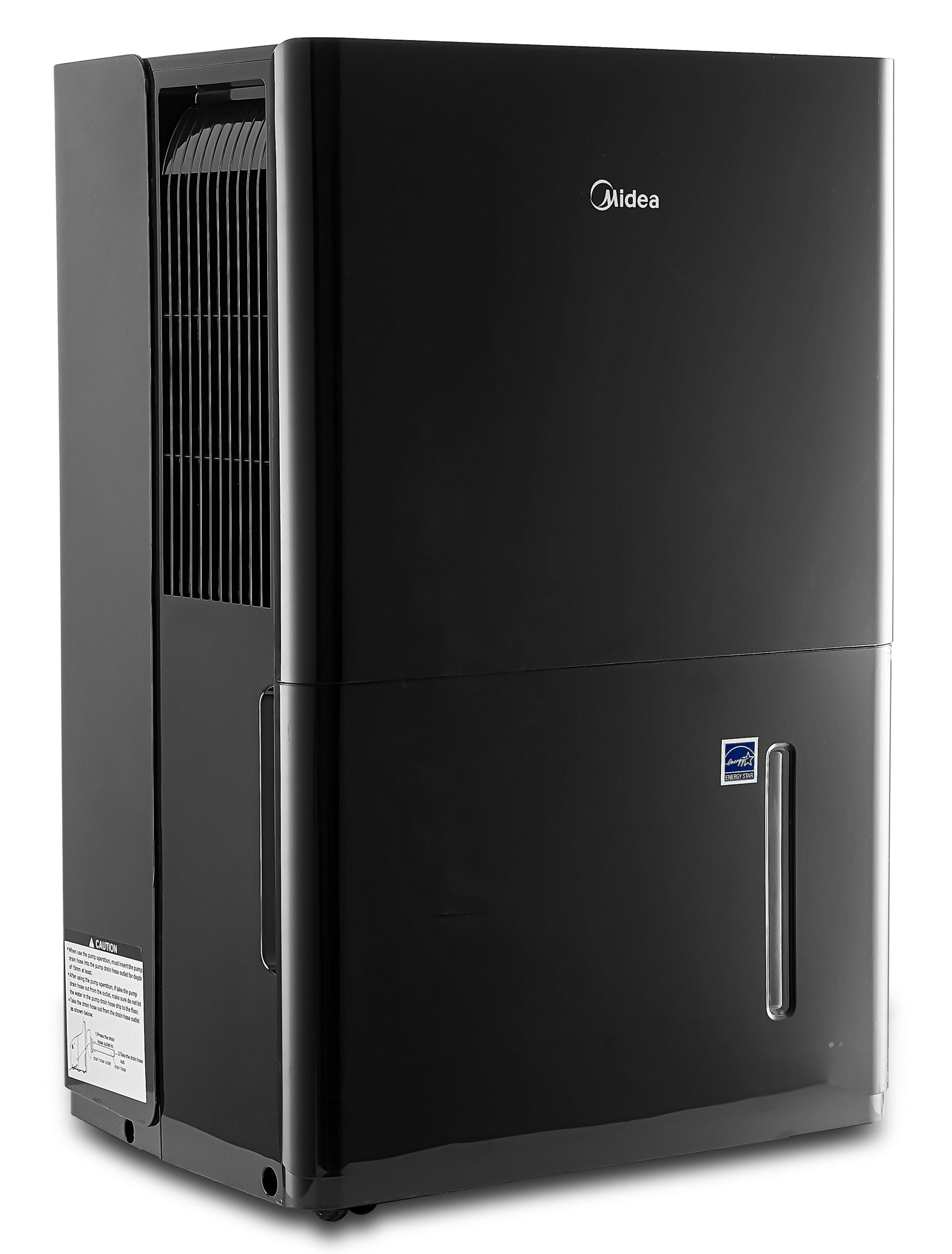 Midea 50-Pint EnergyStar Smart Dehumidifier for Wet Rooms with Pump. Black. MAD50PS1WBL