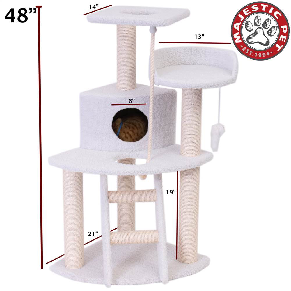 Majestic Pet Products 48” Bungalow Sherpa Cat Tree. Swiss Cream - Sherpa