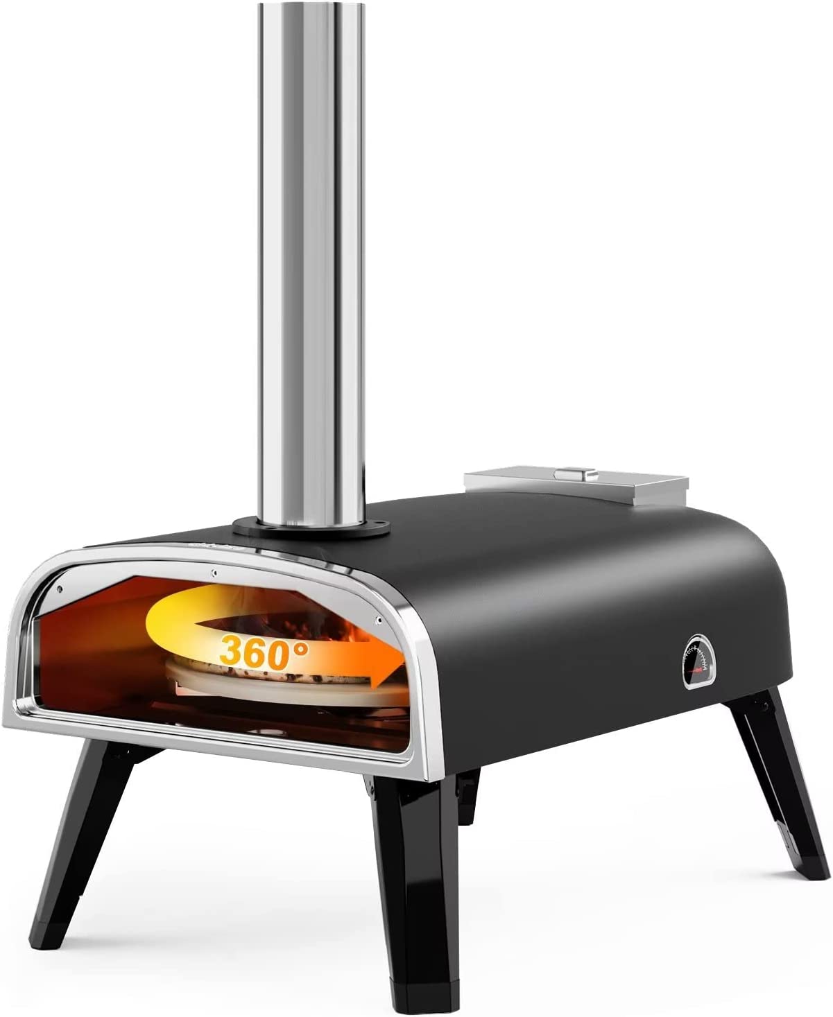 Outdoor Pizza Oven aidpiza 12″ Wood Pellet Pizza Ovens With Rotatable Round Pizza Stone Portable Wood Fired with Built-in Thermometer Pizza Stove for Outside Backyard Camping Picnics