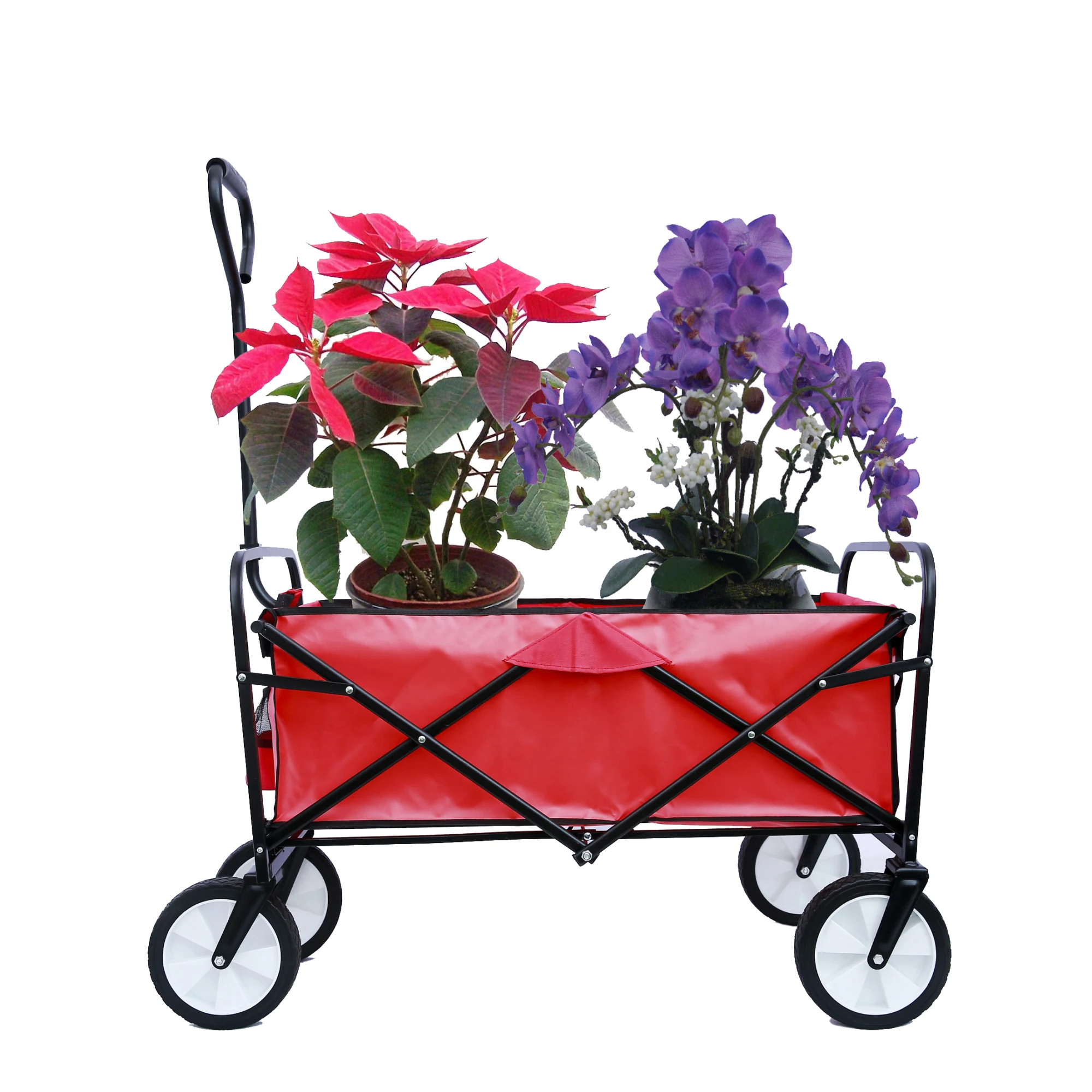 Outdoor Folding Wagon Garden . Large Capacity Folding Wagon Garden Shopping Beach Cart. Red 40.5″L X 21.26″D X 46.46″H
