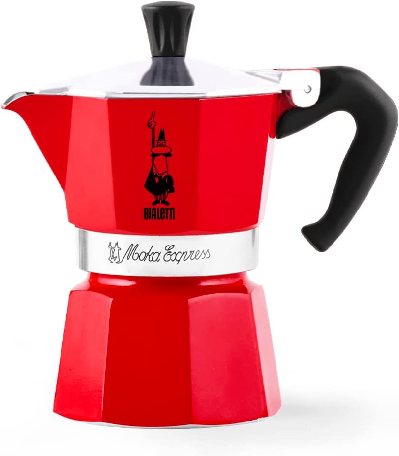 Bialetti 6 Cup Moka Stovetop Espresso Maker. Red