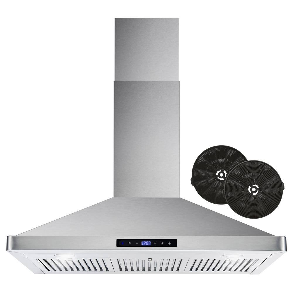 Cosmo COS-63190S-DL 36 in. Ductless Wall Mount Range Hood in Stainless Steel with LED Lighting and Carbon Filter Kit for Recirculating
