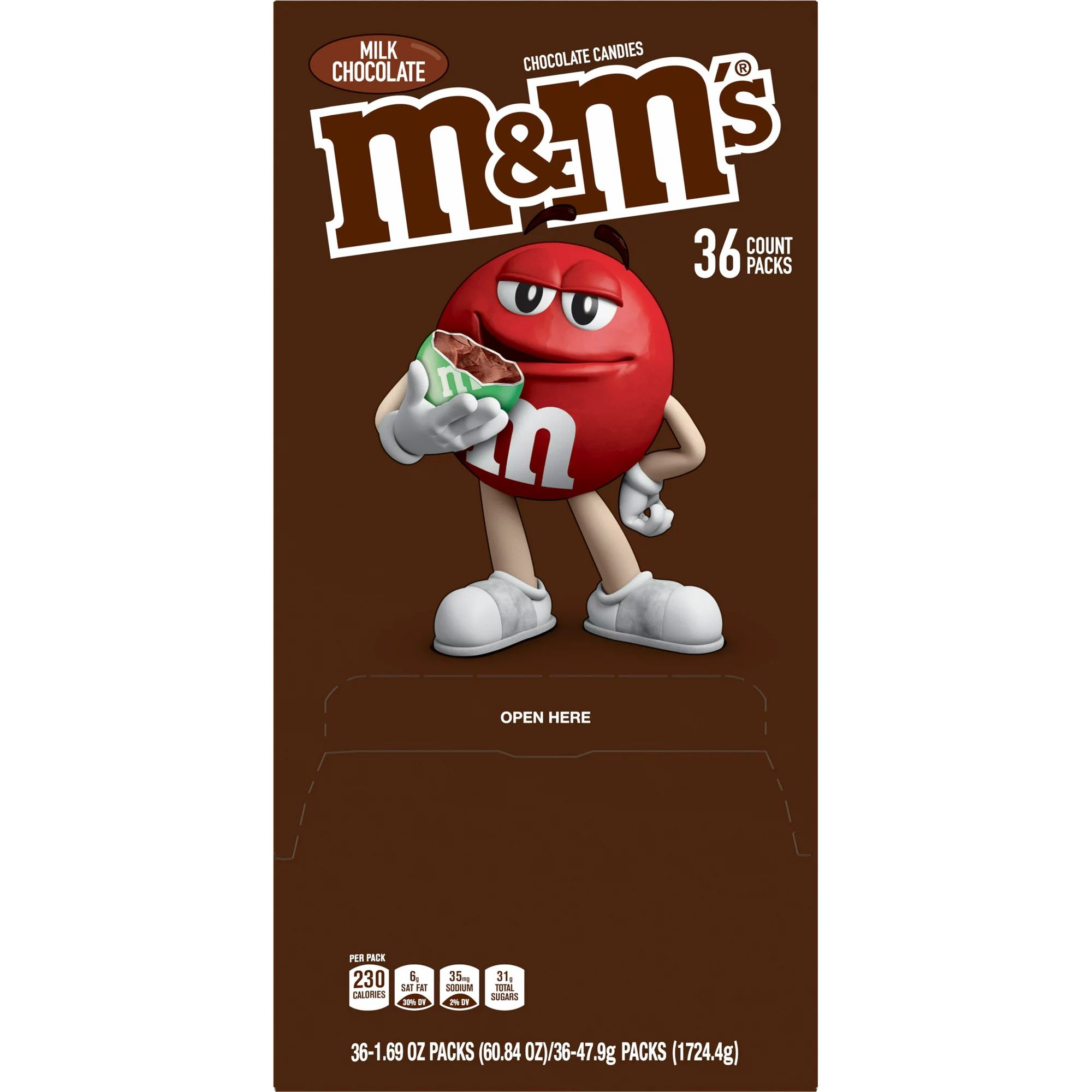 M&M-s Milk Chocolate Full Size Chocolate Candy - 1.69oz/36 Ct