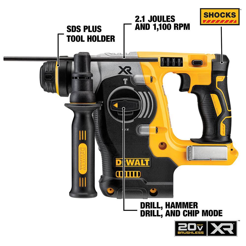 DEWALT DCS382BWDCH273B 20V MAX XR Cordless Brushless Reciprocating Saw and Cordless Brushless 1 in. SDS Plus L-Shape Rotary Hammer (Tools-Only)