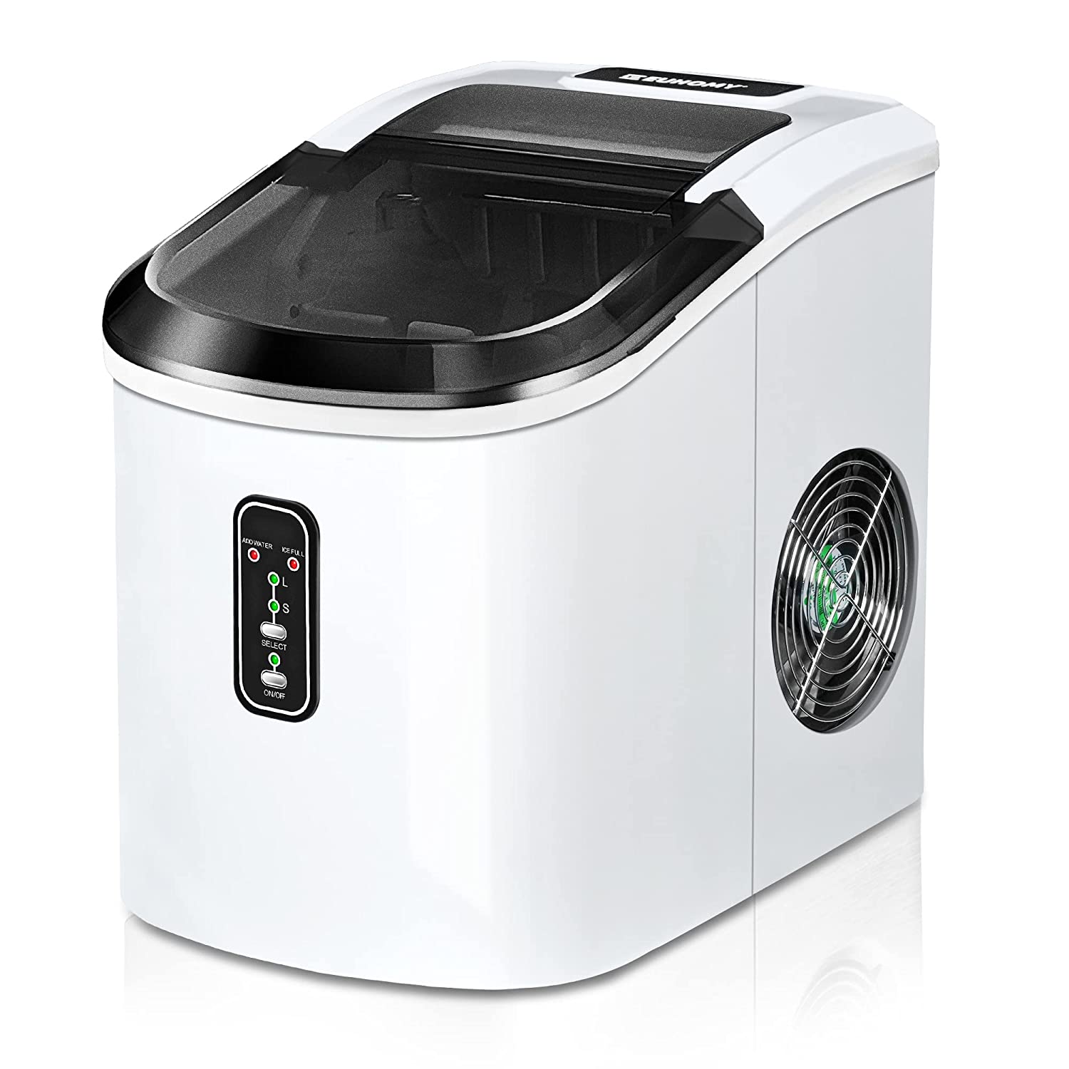 EUHOMY Ice Maker Machine Countertop. 26 lbs in 24 Hours. 9 Cubes Ready in 6 Mins. Self-Clean Electric Ice Maker Compact Potable Ice Maker with Ice Scoop and Basket. for Home/Kitchen/Office.(White)