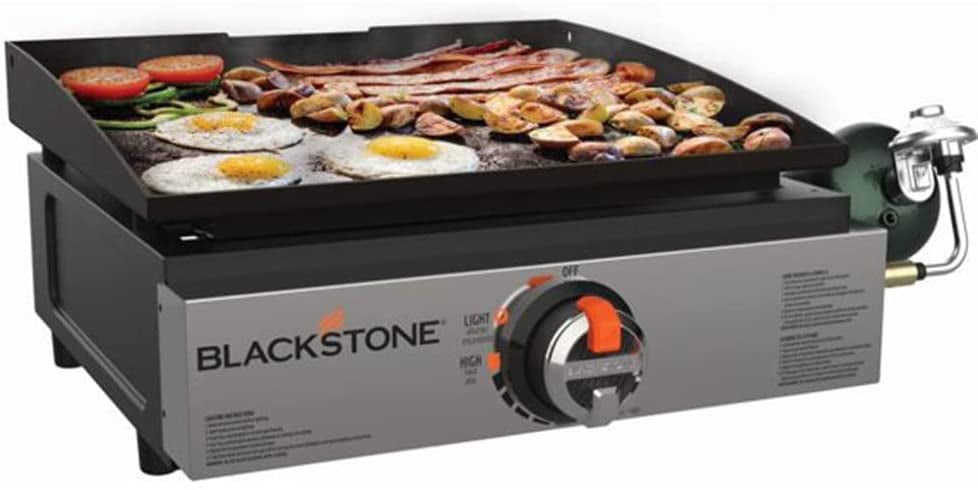 Blackstone 1971 Heavy Duty Flat Top Grill Station – Stainless Steel Griddle with Updated Knobs & Ignition. 17 Inch