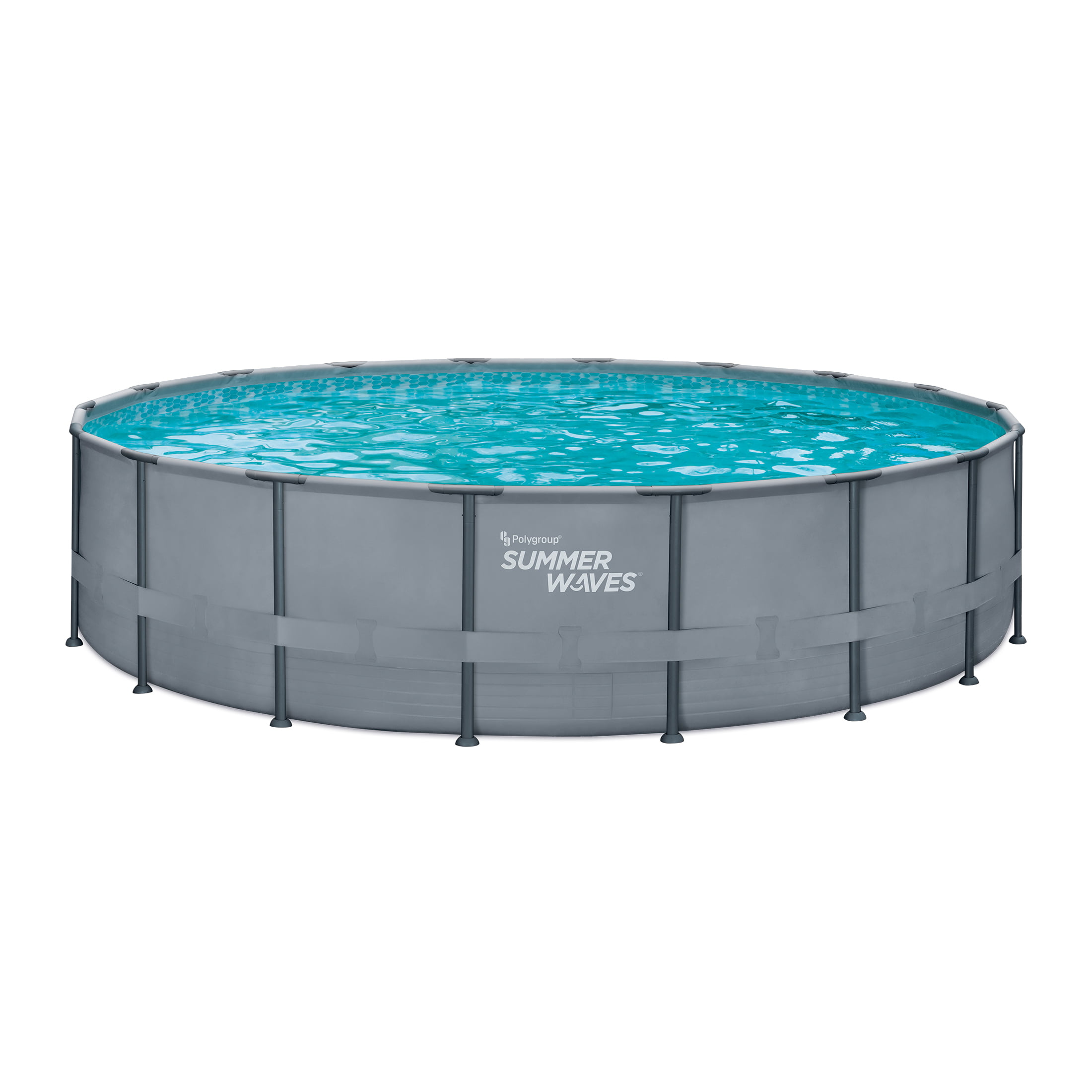 Summer Waves 18 ft Elite Frame Pool. Round. Cool Gray. Ages 6+. Unisex