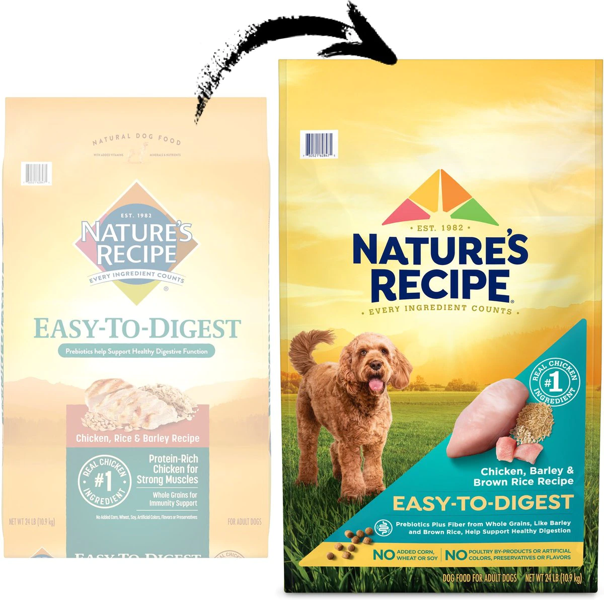 Nature-s Recipe Easy-To-Digest Chicken. Brown Rice & Barley Recipe Dry Dog Food. 24-lb bag