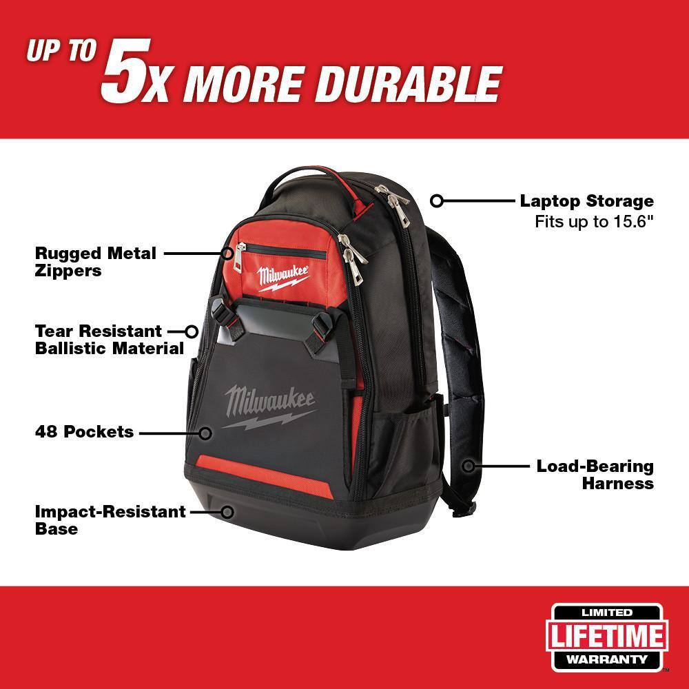 Milwaukee 48-22-8200-48-22-1505Q 10 in. Jobsite Backpack with FASTBACK 6-In-1 Folding Utility Knife and FASTBACK Compact Folding Utility Knife Set