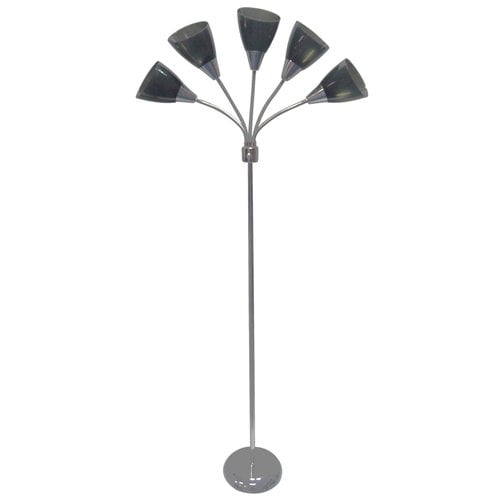 Mainstays Chrome Metal Floor Lamp with Gray Shades