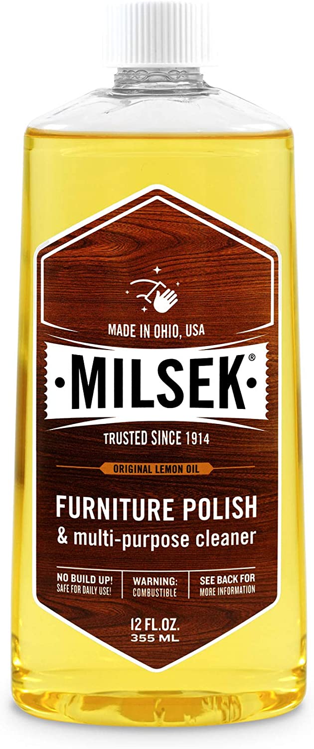 Milsek Furniture Polish and Cleaner with Lemon Oil. 12-Ounce. LM-12