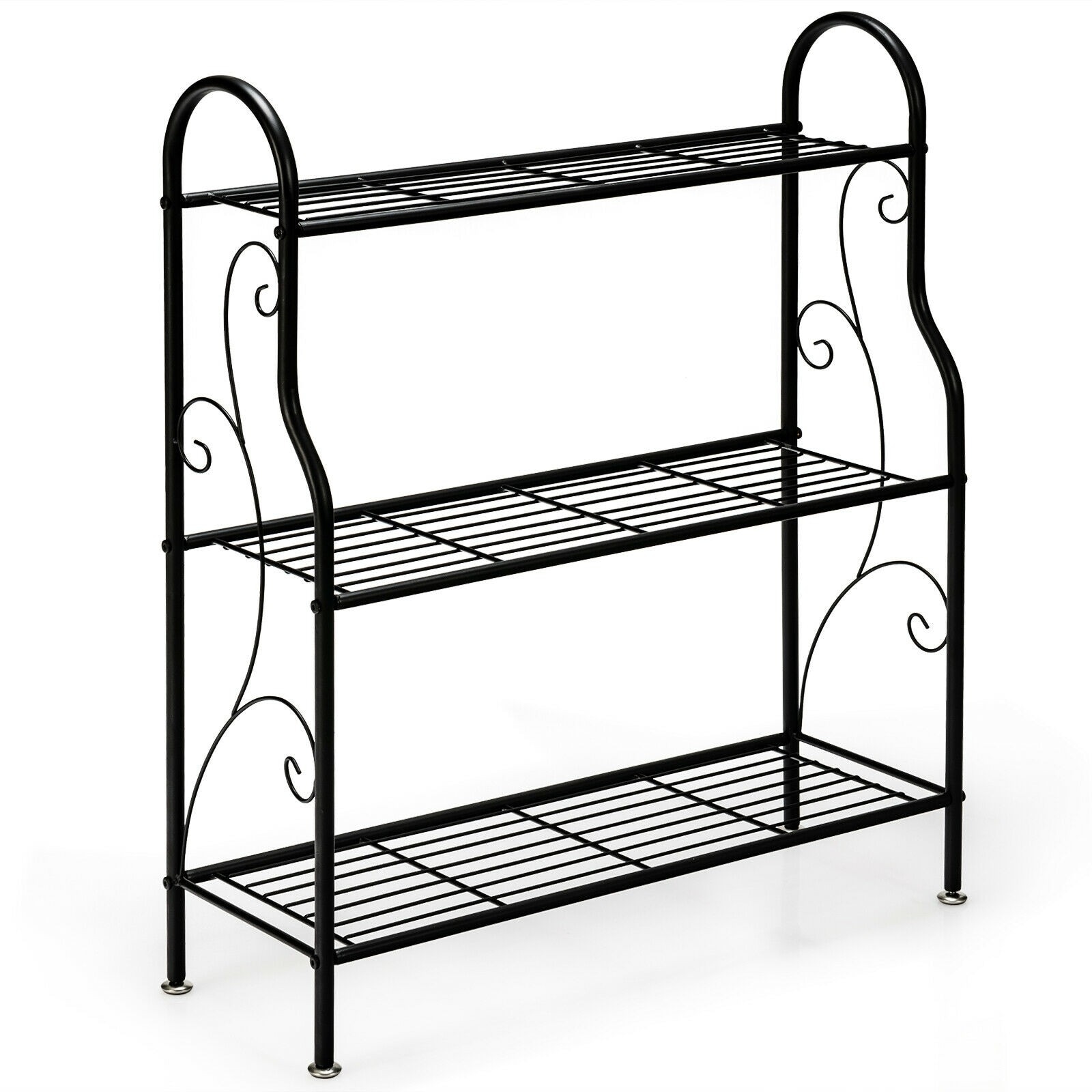 WELLFOR 33.5-in H x 28-in W Black Indoor/Outdoor Rectangular Steel Plant Stand