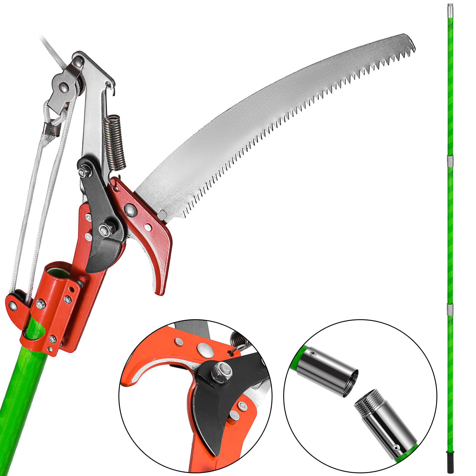 VEVOR Pole Saw For Tree Trimming. 26 ft Pruning Saws. Extendable Alloy Steel Tree Pruner for Sawing and Shearing