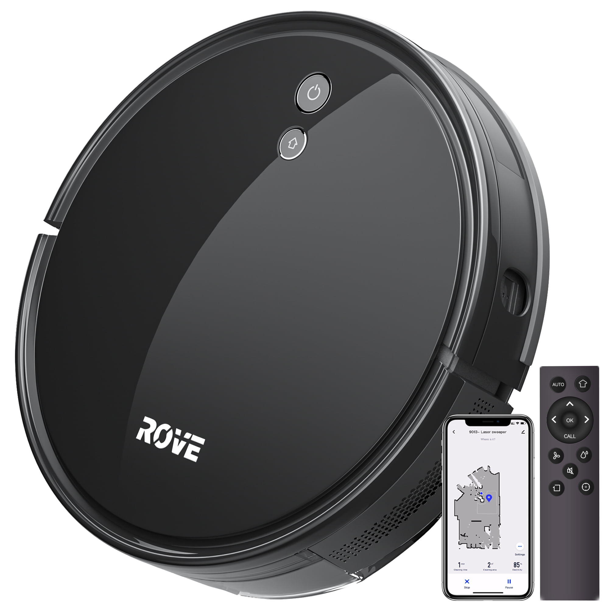 Rove Robot Vacuum Cleaner. 2000 Pa Strong Suction & 2600mAh Battery Life Robotic Sweeper with 600ML Dustbin. Automatic Self-Charging. Ideal for Pet Care. Hard Floor and Low Pile Carpet