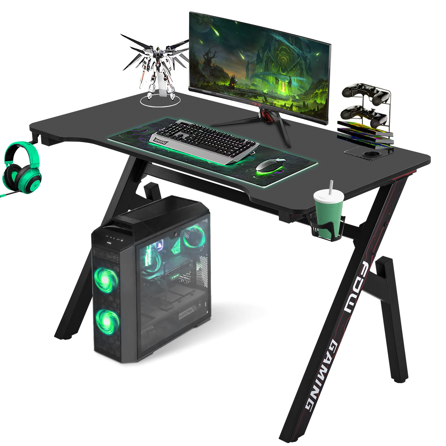 Computer Desk Gaming Desk 47.2 inches PC Large Modern with Headphone Hook