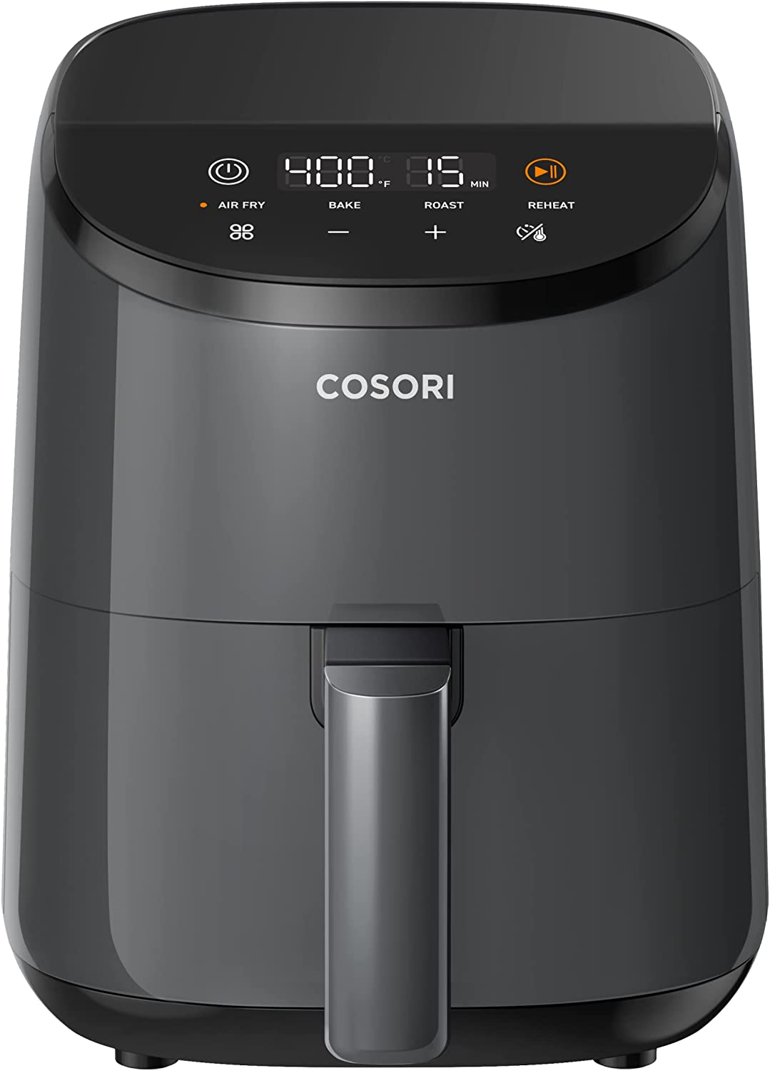 COSORI Small Air Fryer Oven 2.1 Qt. 4-in-1 Mini Airfryer. Bake. Roast. Reheat. Space-saving & Low-noise. Nonstick and Dishwasher Safe Basket. 30 In-App Recipes. Sticker with 6 Reference Guides. Gray
