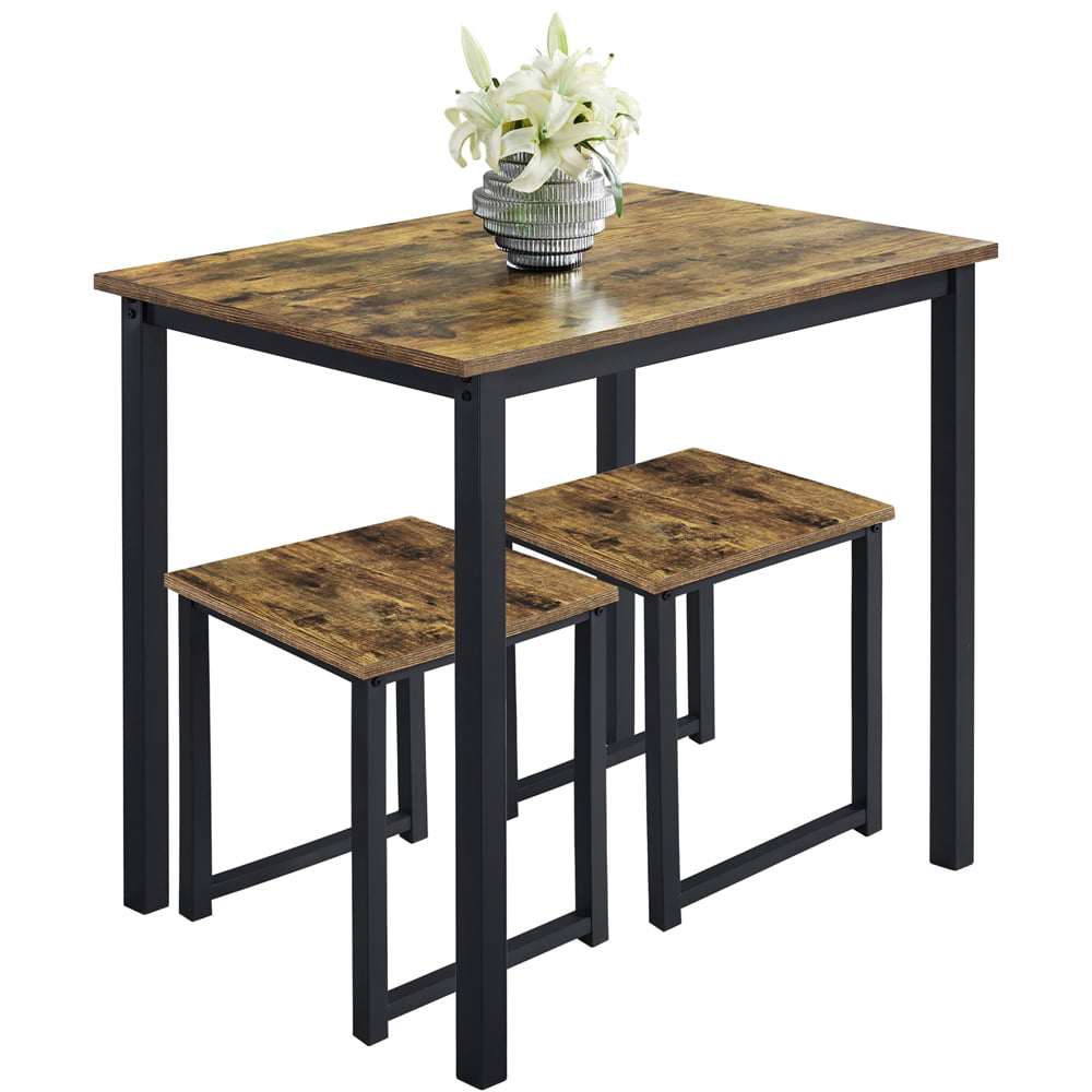 Alden Design 3pcs Industrial Dining Set. Rustic Brown