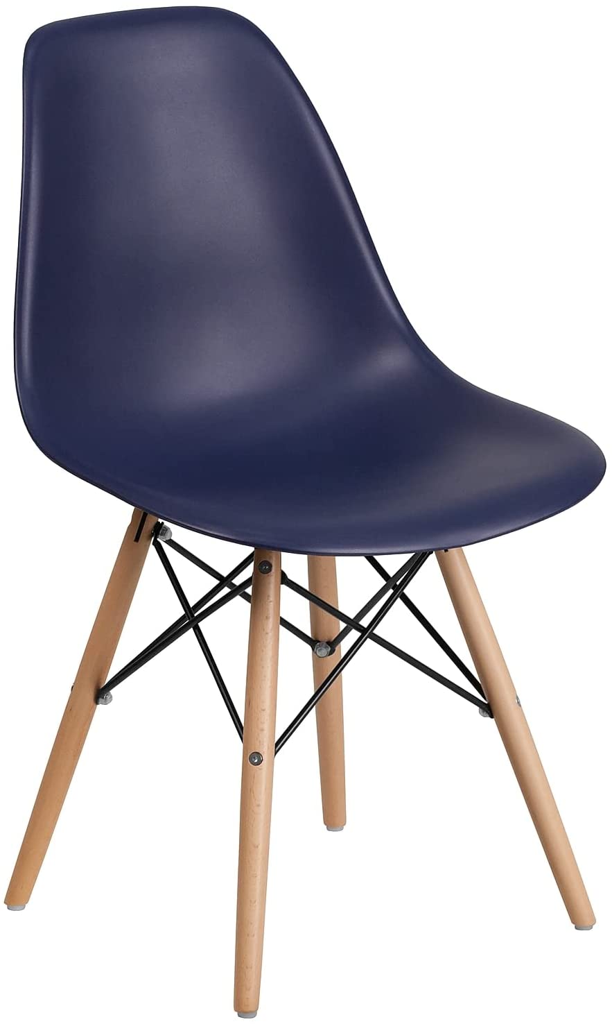 Flash Furniture Elon Series Navy Plastic Chair with Wooden Legs (‎FH-130-DPP-NY-GG)