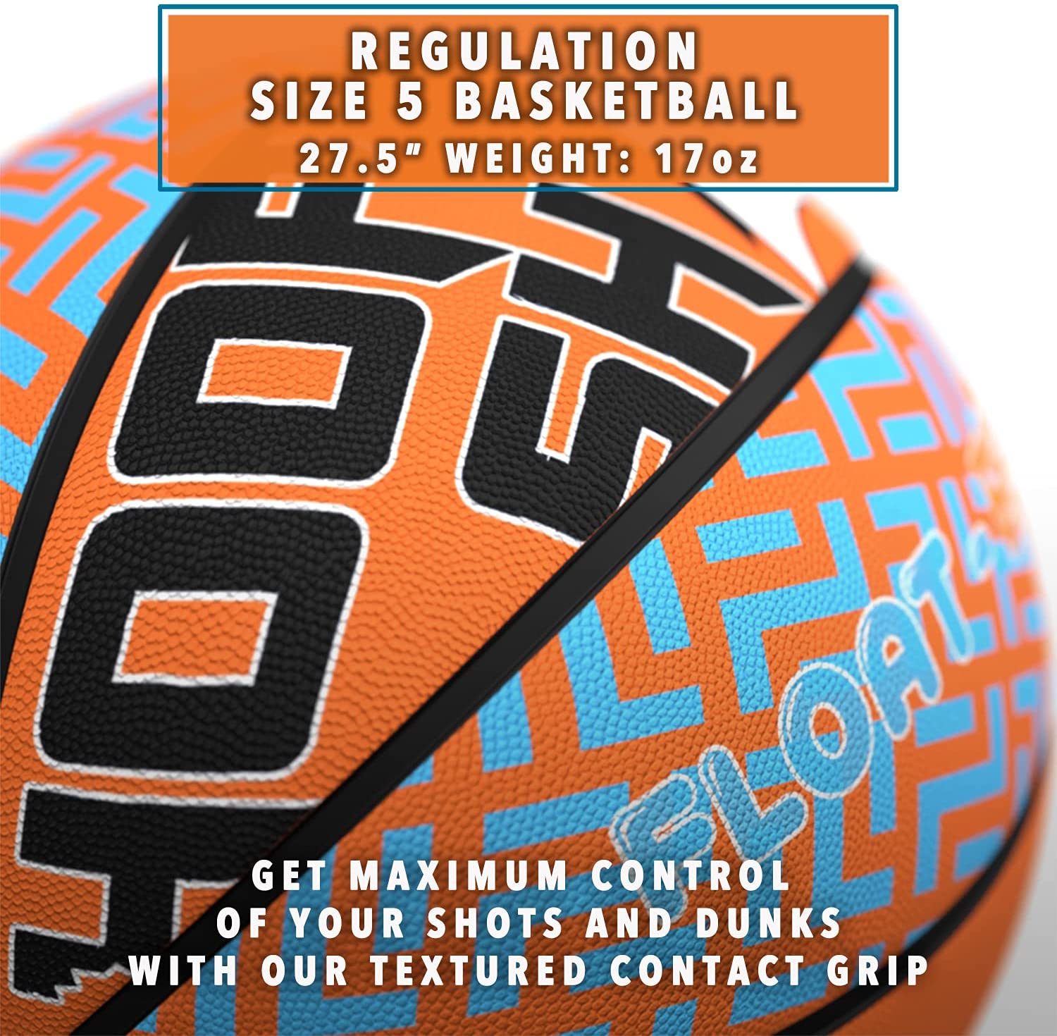 Swimming Pool Basketball Hoop Set by Hoop Shark - Orange/Blue - Inflatable Hoop with Ball - Perfect for Competitive Water Play and Trick Shots - Ultimate Summer Toy