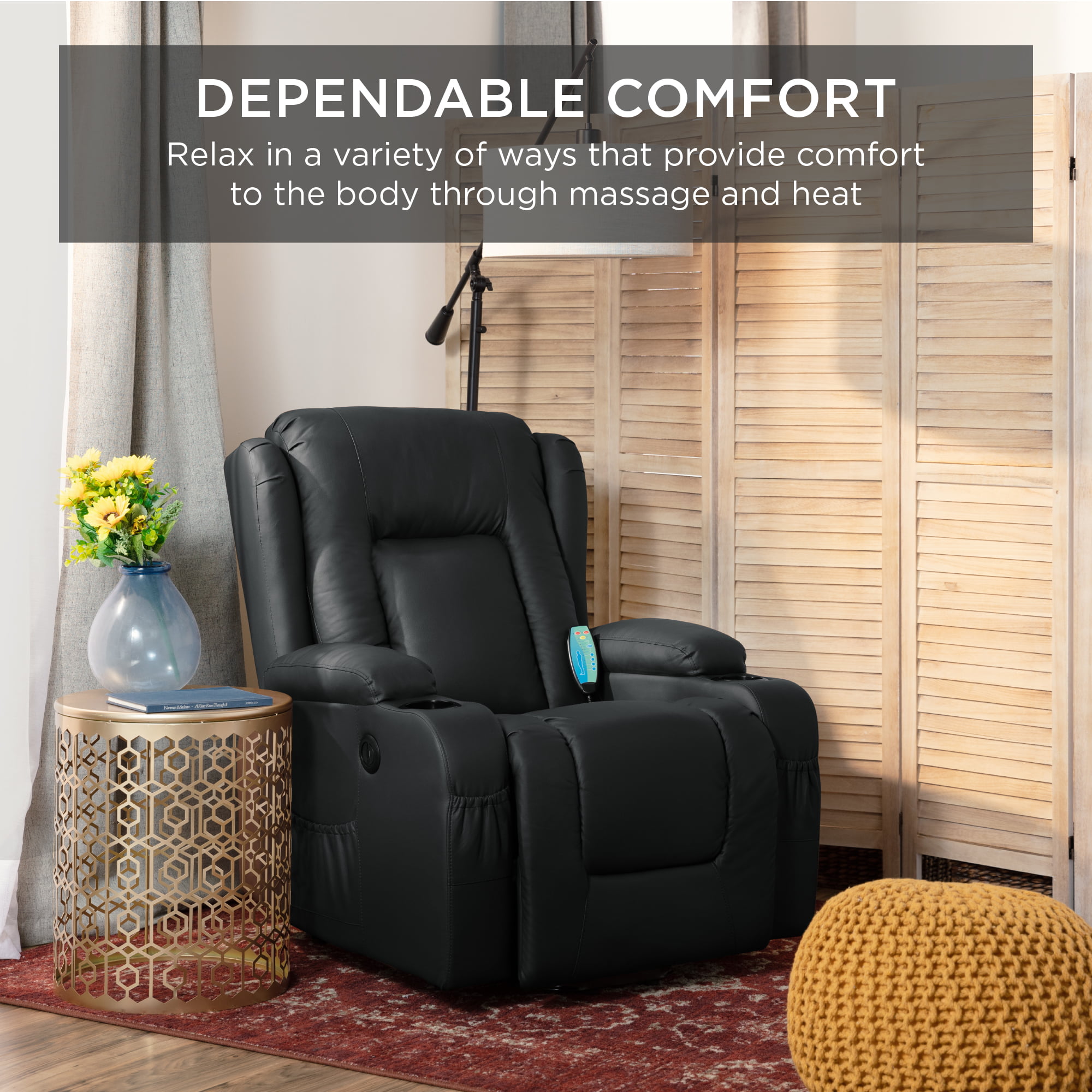 Best Choice Products Electric Power Lift Recliner Massage Chair Furniture w/ USB Port. Heat. Cupholders - Black