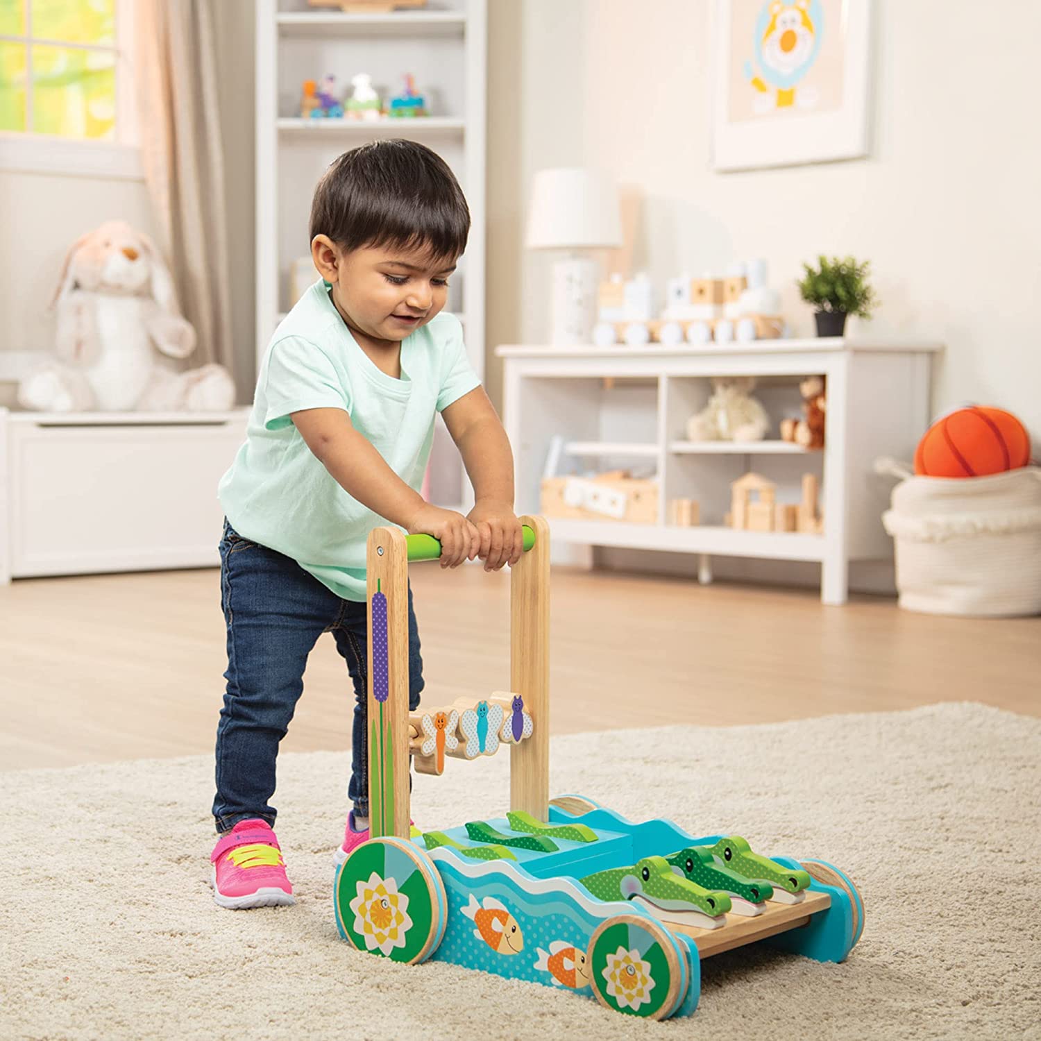 Melissa & Doug First Play Chomp and Clack Alligator Wooden Push Toy and Activity Walker - Pretend Play Developmental Baby Push Walker Toy For Toddlers Ages 1+. 1 EA