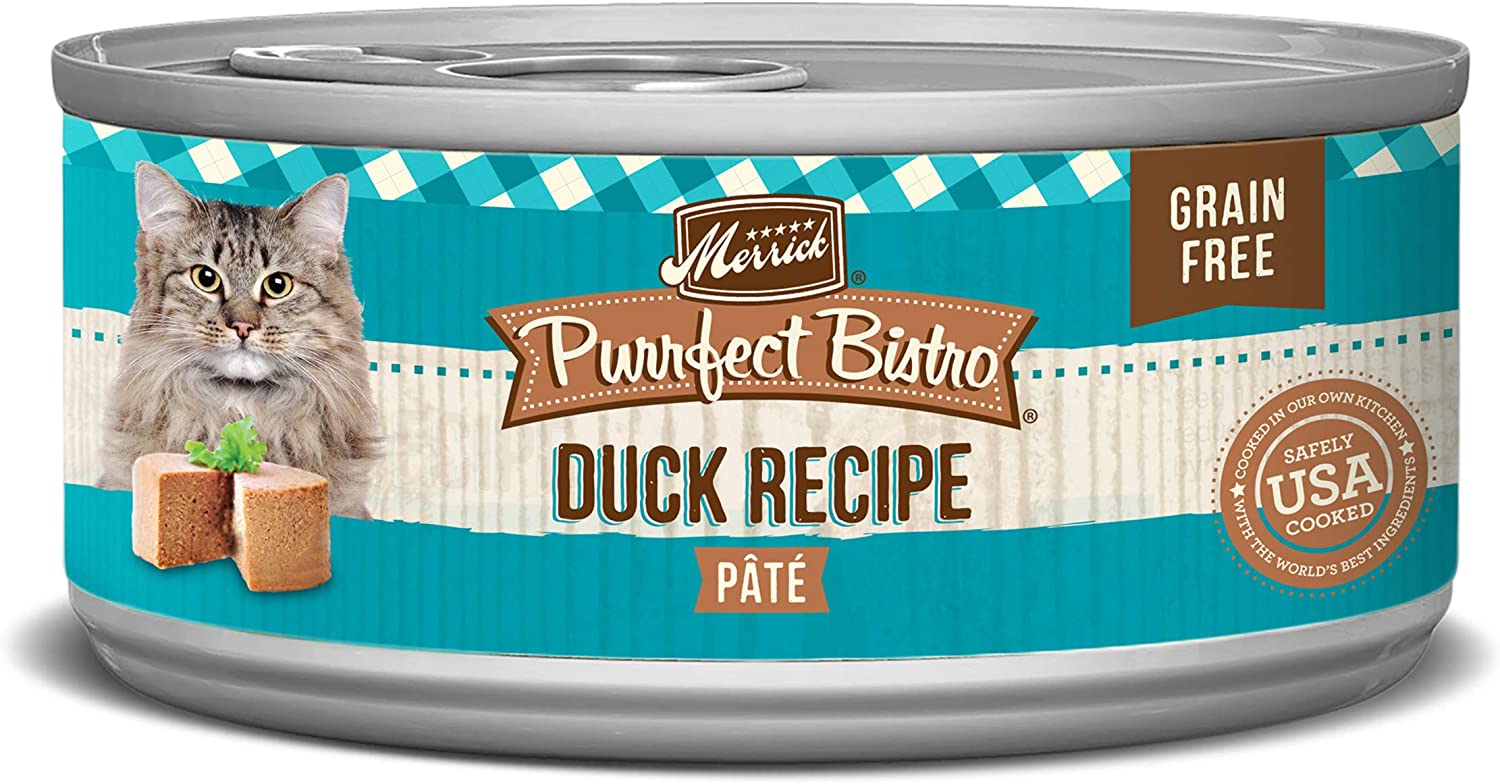 Merrick Purrfect Bistro Grain Free Canned Wet Cat Food - Duck Pate - 5.5 Ounce (Pack of 24)