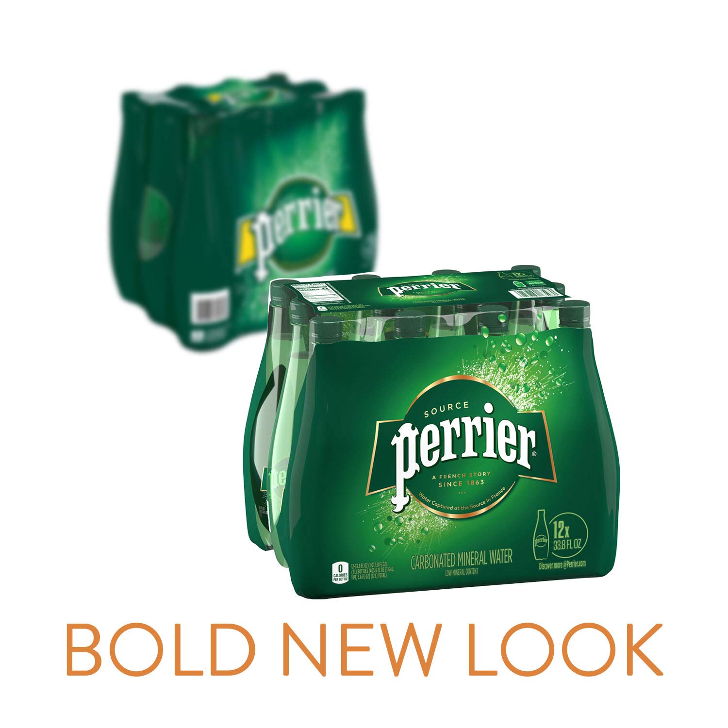 Perrier Carbonated Mineral Water. 33.8 fl oz. Plastic Bottles (12 Count)