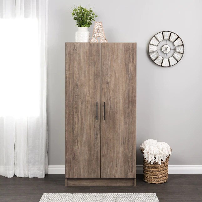 Prepac Elite Drifted Gray Wardrobe Cabinet with Storage 32 in W. x 65 in H. x 21 in D.