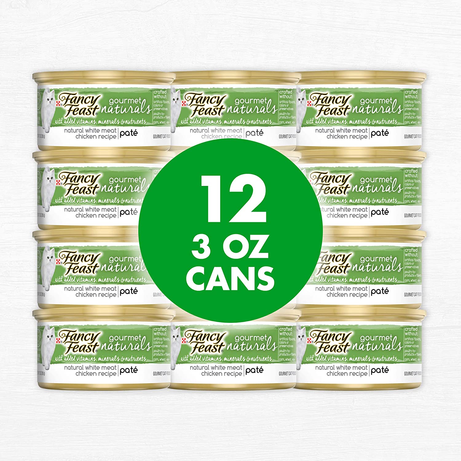Purina Fancy Feast Grain Free. Natural Pate Wet Cat Food. Gourmet Naturals White Meat Chicken Recipe - (12) 3 oz. Cans