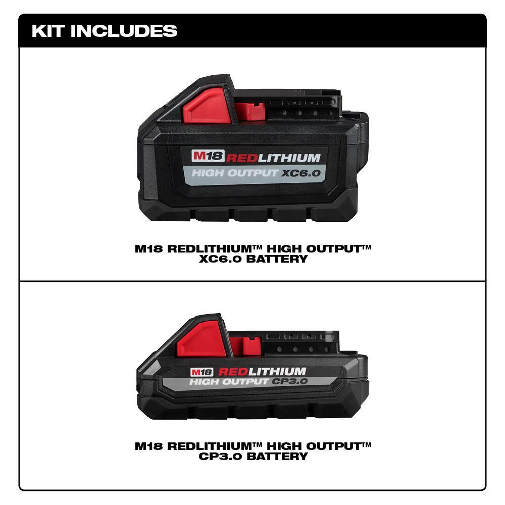 Milwaukee 48-11-1865S M18 18-Volt Lithium-Ion High Output 6.0 Ah and 3.0 Ah Battery (2-Pack)