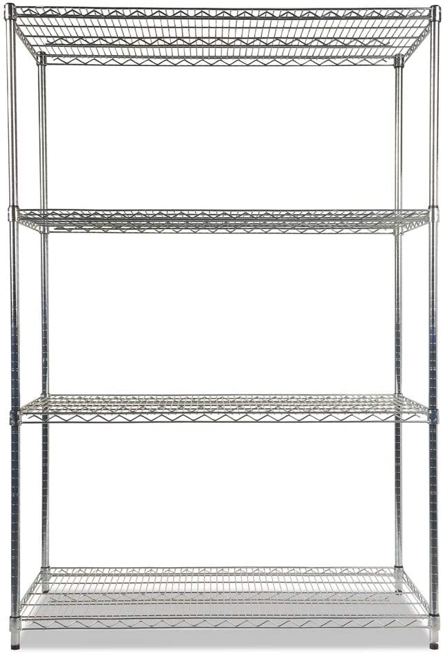 Alera ALESW504824SR Industrial Heavy-Duty Wire Shelving Starter Kit. 4-Shelf. 48″ x 24″ x 72″
